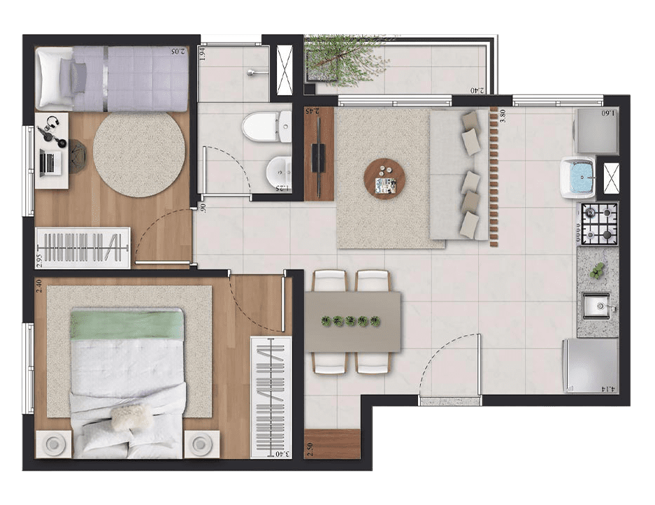 PLANTA A 40,89m²