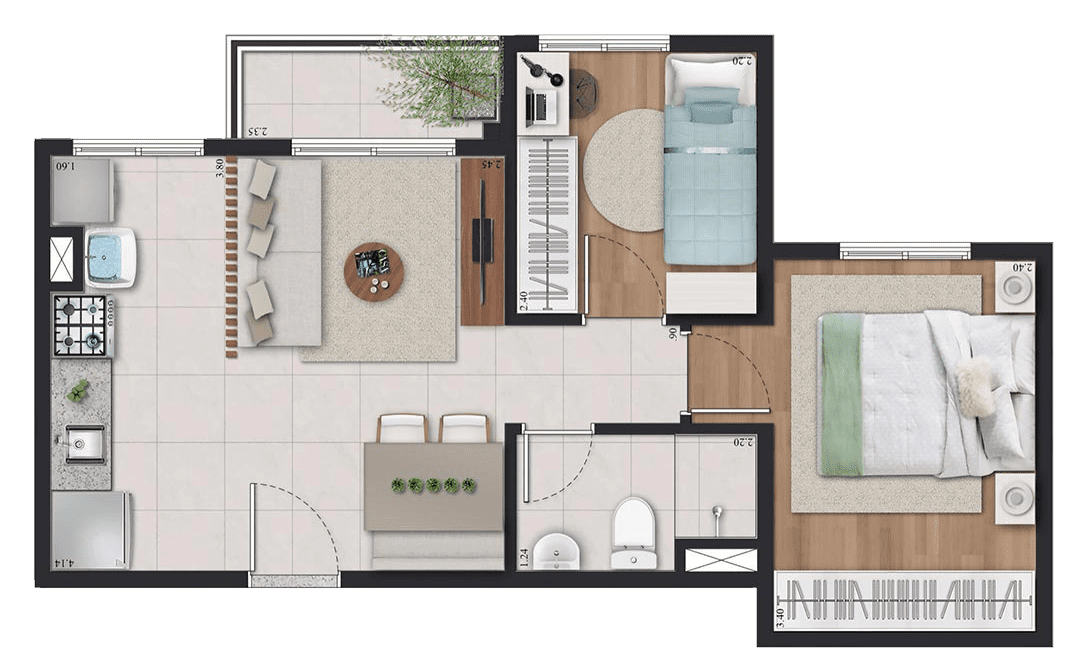 PLANTA B 41,24m²