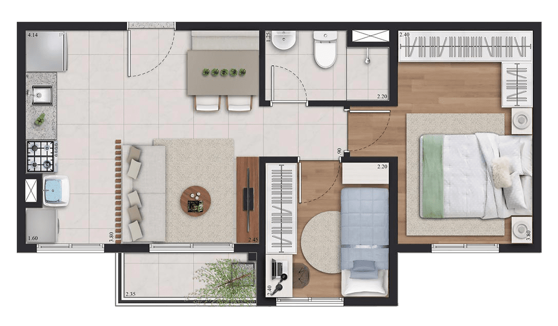 PLANTA C 42,37m²